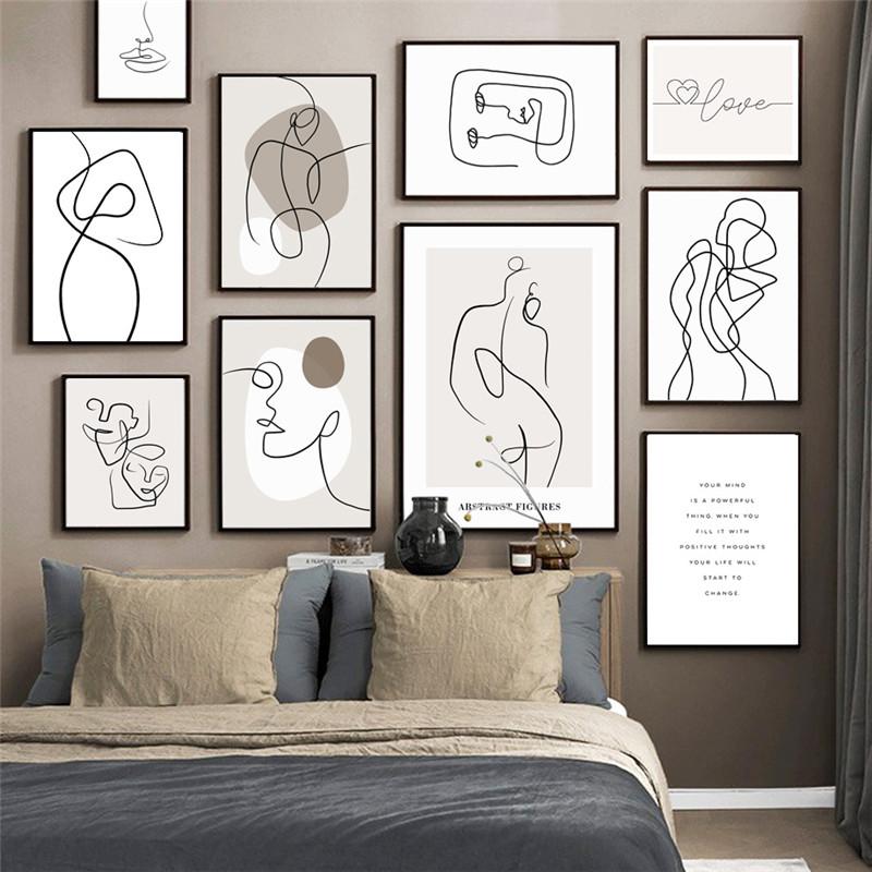 Nordický Moderný Abstraktný Plagát Domáca Dekorácia Obrázok Postavy Nástenné Umenie Obraz na Plátne Minimalistický Plagát a Tlač Dizajn Obývacej Izby