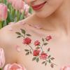 Jijijing 1 Sheet Colorful Flower Tattoo Stickers, Waterproof Temporary Fake Arm Chest Shoulder Tattoos for Women