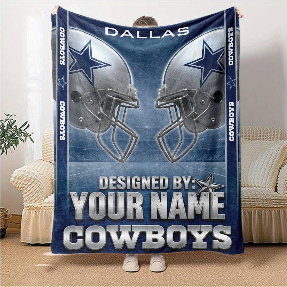 Name Custom Dallas Cowboys Print Flannel Blanket High Quality Warm Comfortable Cover for All Seasons Perfect for Gifts Home Decor