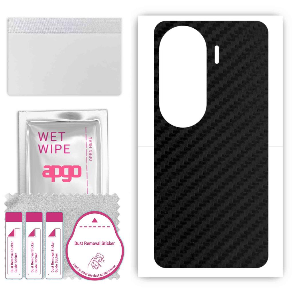 apgo Protective Skin Sticker for the back compatible with Honor 90 Lite, Wrap Film, Foil, Vinyl - Pattern Carbon Black