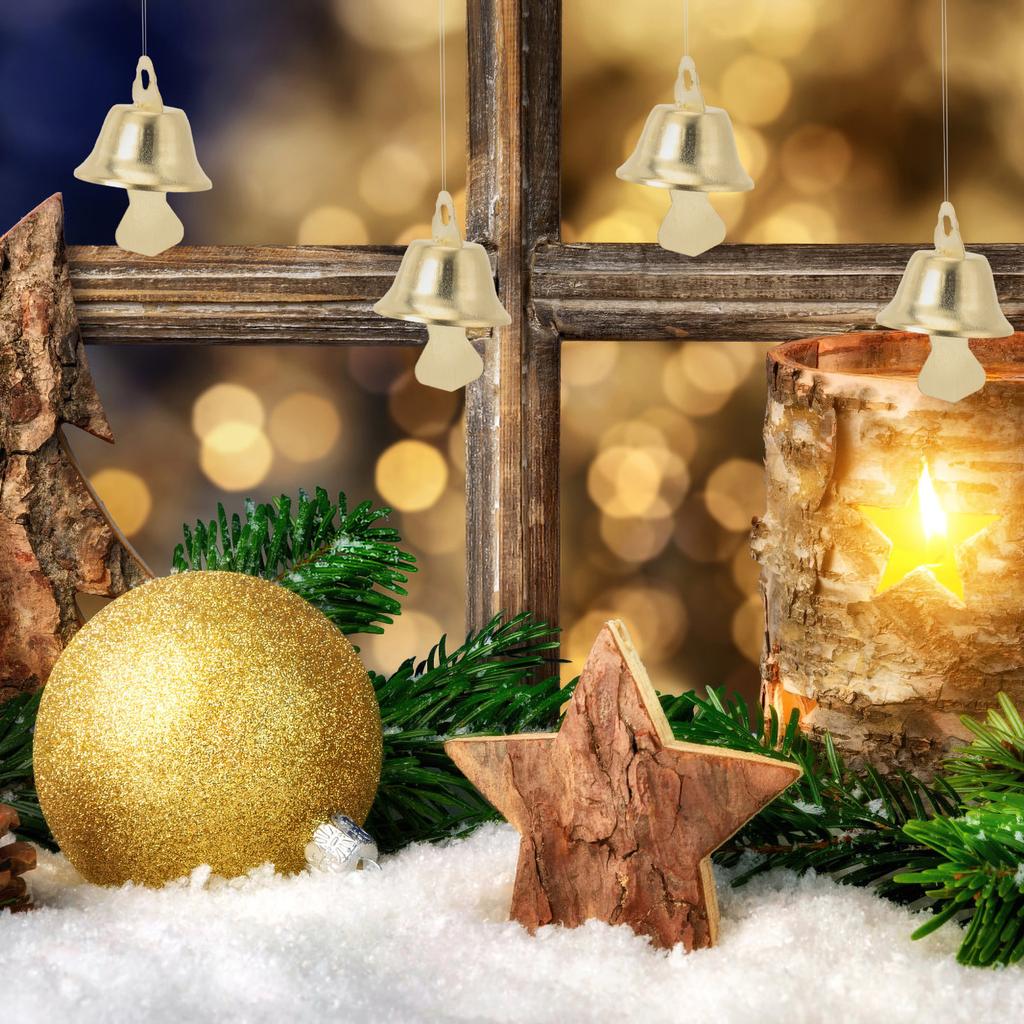 100pcs Mini Bells Christmas Decorations 14Mm Diy Pendant Ornaments For Tree Party Home Office Holiday Craft Supplies Metal