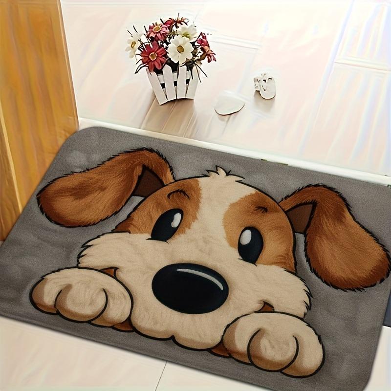 Cute Cartoon Dog Doormat - Plush Flannel Machine Washable Rug for Living Room, Bedroom, Kitchen, Office, Indoor Outdoor Entryway