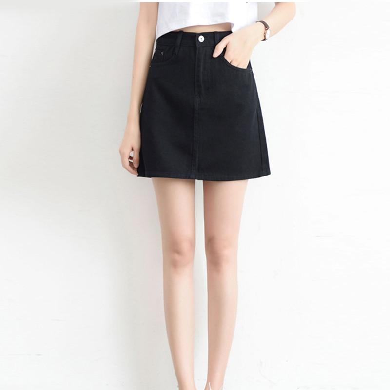 Sexy Frauen Denim Mini Rock Mode Sommer Hohe Taille Koreanische Schwarz Rock Blau Paket Hüfte Jeans Harajuku Plus Größe Baumwolle