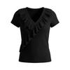 Womens  Casual Short Sleeve Tops Ruffle  V Neck Top  Shirt