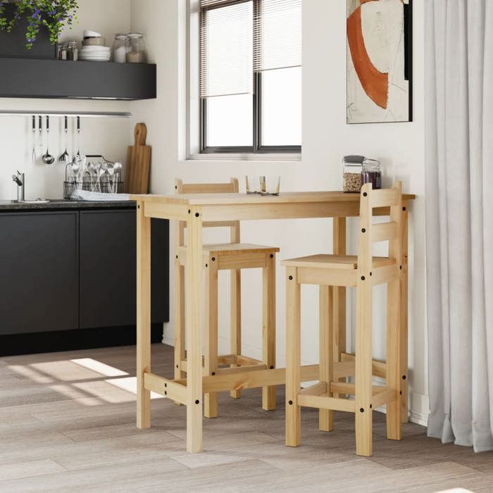 VidaXL Ensemble de bar 3 pcs Bois de pin massif, ensemble de pub, ensemble de meubles, tabouret de bar en bois, ensemble de 4005690