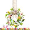 Easter Wreath for Front Door Hangable Artificial Floral Garland with Bow Design Window Ornament for Home Holiday Decorations