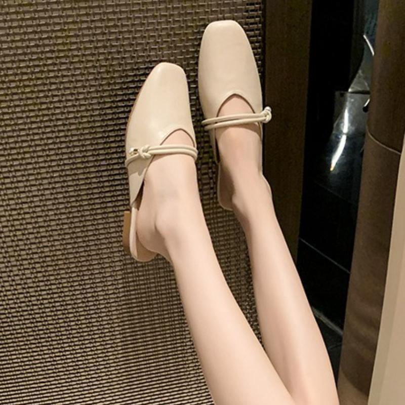 Fashion 2025  Summer New French Gentle Baotou Half Slippers Women Casual Versatile Flat Bottom Shallow Mouth Single Shoes for Women