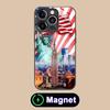 Custodia per Telefono Cellulare MagSafe in Vetro con Bandiera USA America per iPhone 17 16 15 14 13 12 11 Air Pro Max Plus Mini Copertura Colorata