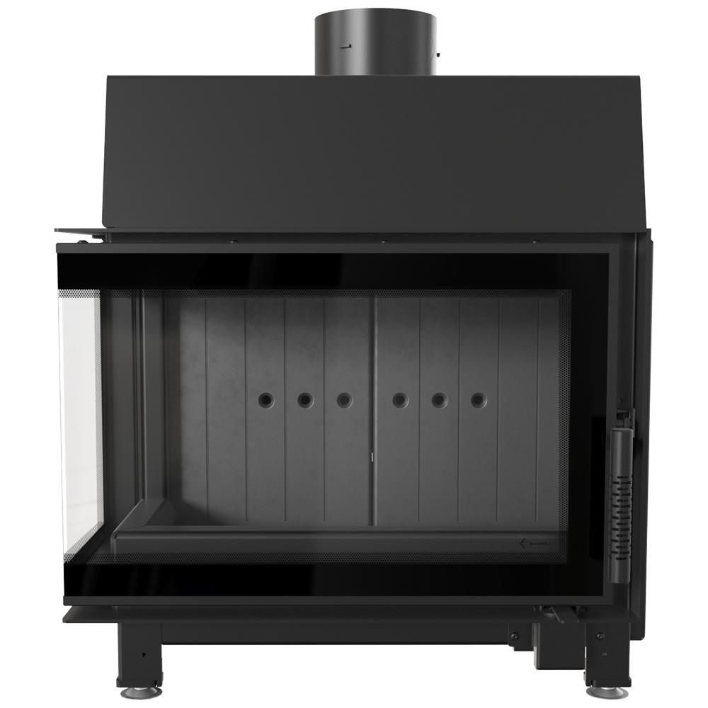 Steel fireplace KRATKI SIMPLE left 6 kW Ø 150 black thermotec
