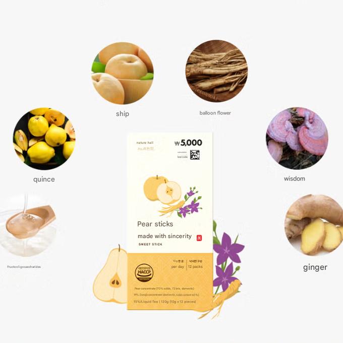 Jayeongwan Sincerely Made Pear & Balloon Flower Stick 10 g × 12 Sticks  (3 Options)