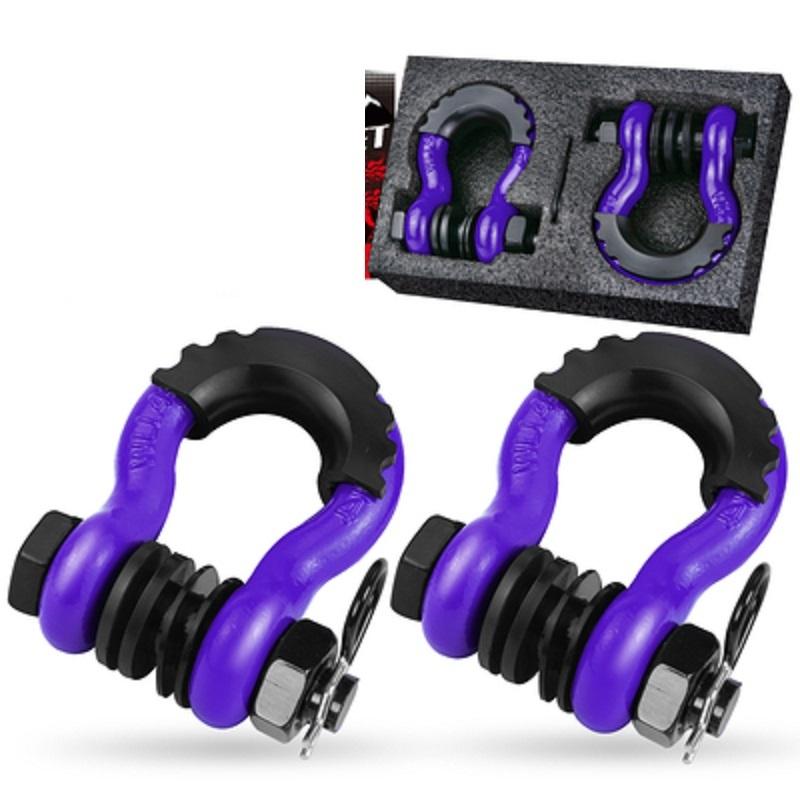 3/4” 2pcs 19Ton 42000lbs U type heavy duty drop forged D-ring shackle u-hook loop hook trailer rope automobile SUV modification