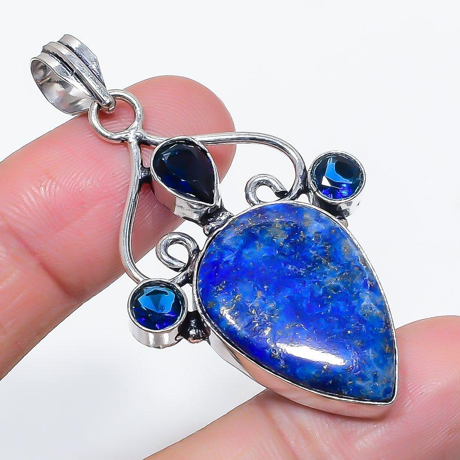 

Natural Lapis Lazuli, Topaz 925 Sterling Silver Jewelry Pendant 2.29 N3S67