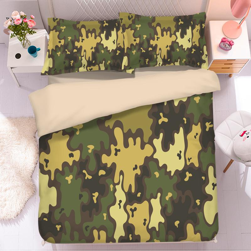 Camouflage 3D Printed  Bedding Duvet Cover Set and Pillowcase 75*50cm,Camo Pattern Comforter Cover for Teen Boys Girls Adults