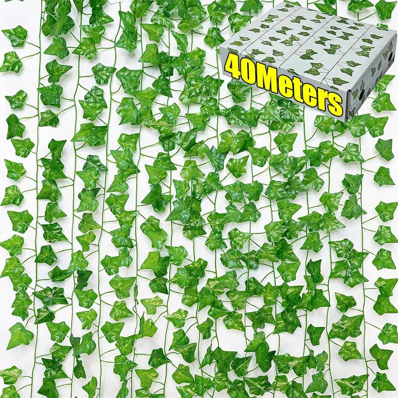 2-40M Artificial Green Ivy Vine Garland Fake Leaf Plants Rattan Hanging Creeper Garlands for Garden Wedding Party Wall Decors