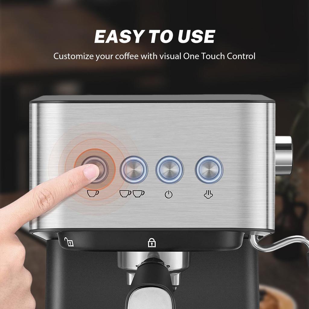 1050W Espresso Halbautomatische Kaffeemaschine 1.5L Edelstahl Kaffeemaschine Küche Espresso Mahlmaschinen