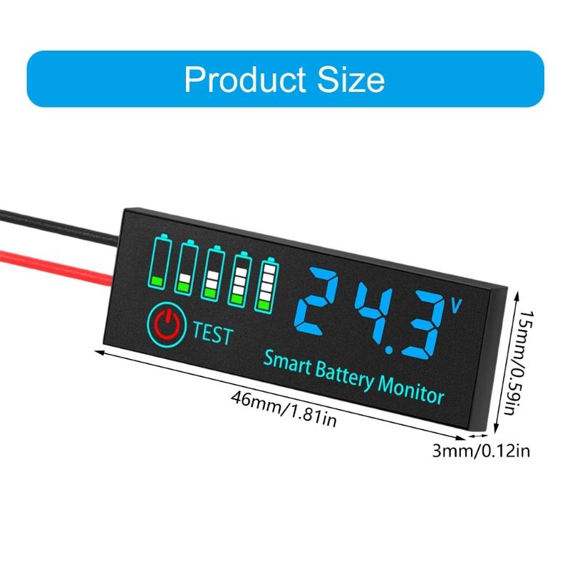 Lithium Battery Capacity Voltage Meter with Low Voltage Alarm & Power Off Memory for Automotive Circuits DIY Enthusiasts