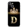 Luxury Phone Case For iPhone 11 12 13 15 16 14 Pro Max X XR XS 7 8 Plus 2020 Soft Cover Funda Fashion Diamond Crown Letter A