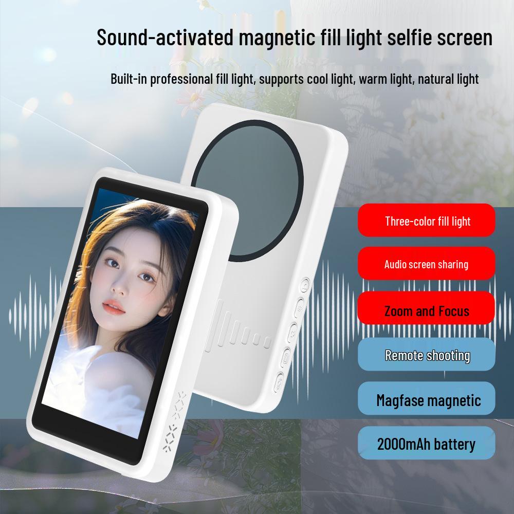 Bluetooth Magnetic Selfie Display: Outdoor Screen Mirroring, Fill Light & Rear Monitor for Live Streaming