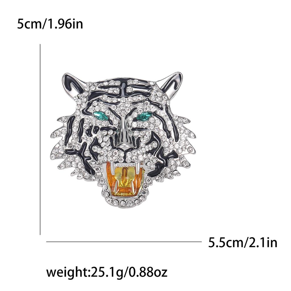Rhinestone Tiger Head Brooches for Women Unisex Pearl Bear Pins Wolf Lapel Pins Banquet Party Backpack Gifts Jewelry Accessories