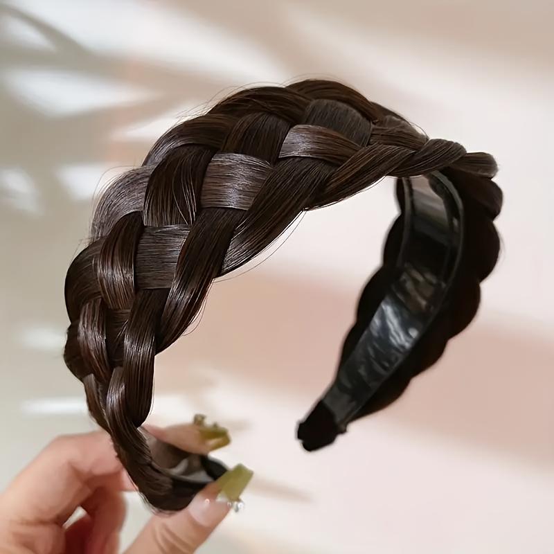 [Vintage Braided Headband] Vintage-Inspired 1pc Elegant Braided Headband-Wide Non-Slip with Teeth,Handcrafted Synthetic Hair Voluminous Bun Accessory