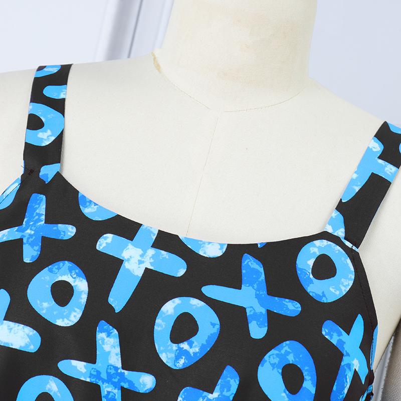 Women Plus Size Off Shoulder Sleeveless Printed Dresses