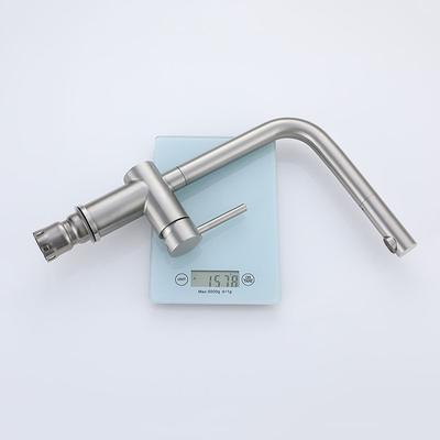 Nickel 304 Stainless Steel Kitchen Sink Faucet Single Hole Single Handle Rotatable Hot And Cold Mixed Water Wash Sink Tap