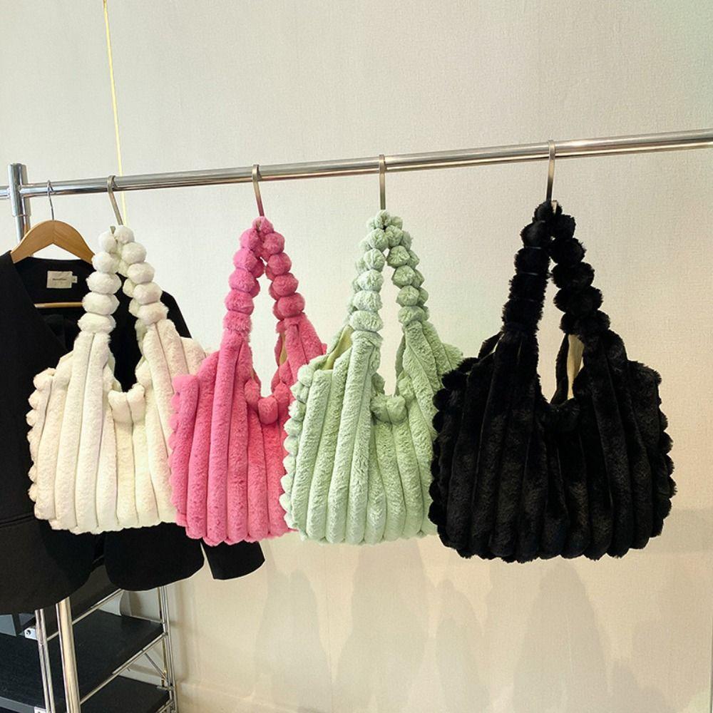 Große Plüsch-Handtasche Einfarbige Plüsch-Umhängetasche Kawaii Plüsch-Tragetasche Winter