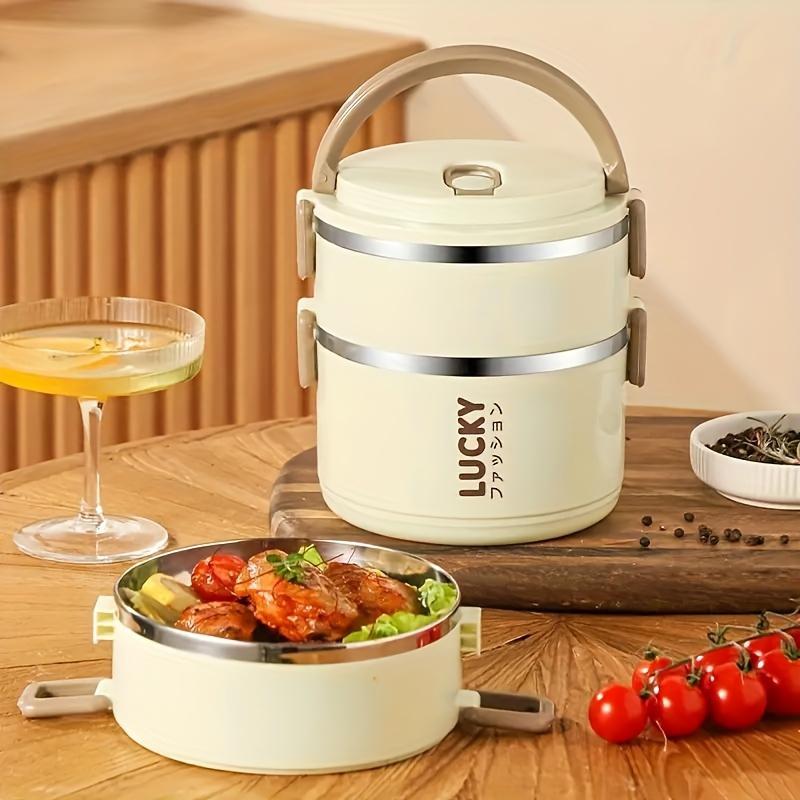 Japanese Style  Stainless Steel Double-layer Lunch Box with Handheld, Student Office Worker with Food Preservation Lunch Box