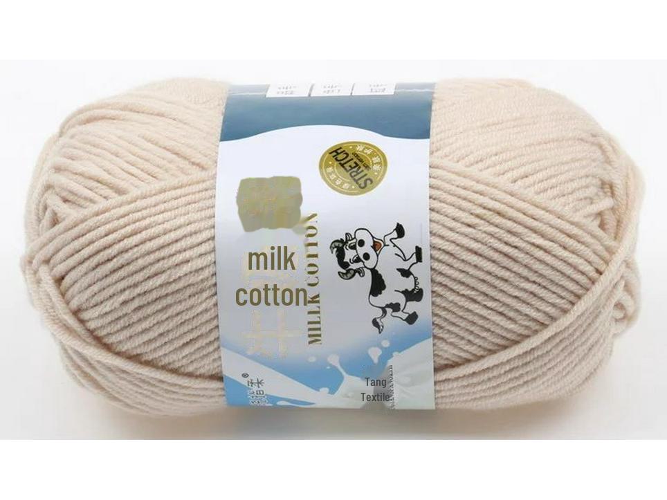 5-Strand Milk Cotton Baby Wool Hat & Scarf Hand-Woven Medium-Thick Yarn Set