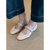 Cowhide version~ shallow leather flat bottom one-word buckle single shoes, new versatile casual commuting Mary Jane shoes, small leather shoes