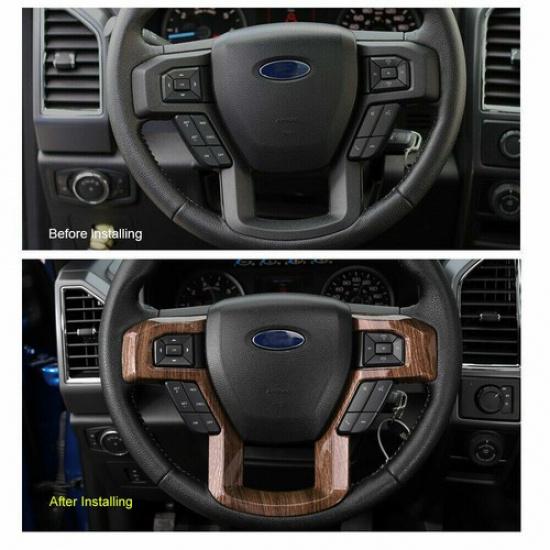 Central Console Steering Wheel Cover Trim Decor For Ford F150 2015-20 Wood Grain