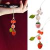 Stylish Acrylic Strawberry Green Leaf Phone Strap Mobile Hanging Decoration Charm for Decorative Fashion Use