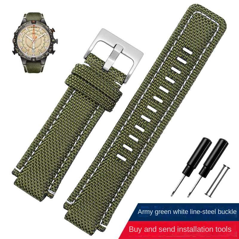 24*16MM Für TIMEX Gezeiten Canvas Konvexes Armband Herren Kompass Armband T2N721 T2N720 TW2T76500 TW2T76300 Serie Nylon Uhrenarmband