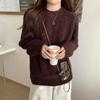 Soft Round Neck Pullover Sweater - Women's Autumn/Winter Loose-Fit, Solid Color Knitted Top with Long Sleeves