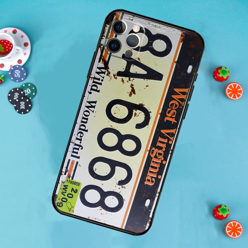 

Retro Vintage License Phone Case For iPhone 17 Air 16 15 14 13 12 11 Pro Max 12 13 mini 15 16 Plus 16e Cover Funda iPhone 12 Pro