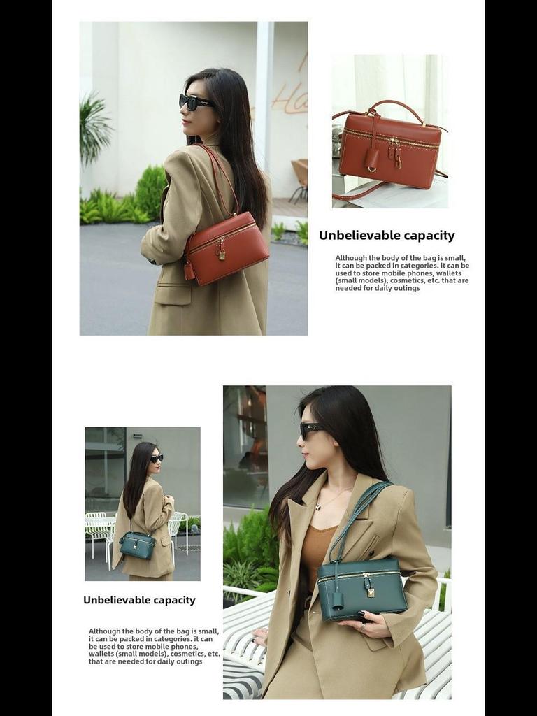 Women's High-Grade Retro Leather Underarm Lunch & Cosmetic Bag - 2025 Fashion Versatile Handheld Style