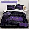 Anime Gengar Printed Bedding Set 3 Piece Soft Microfiber Duvet Cover Set Teens Game Room Decor No Sheet No Filling