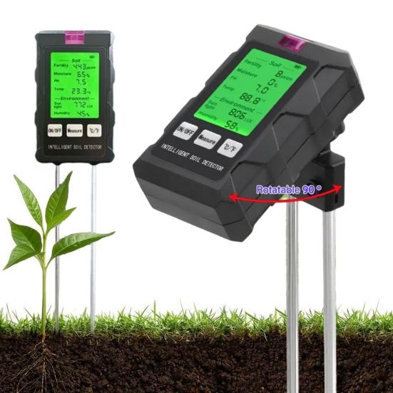 Soil Tester 6-in-1 High Precision Digital PH Moisture Temperature Light Fertility