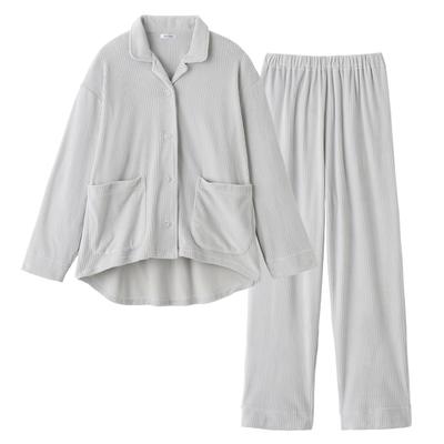Gunze Warm Prevents Back Large Size M UCHI-COLLE Pajamas, Cold, Pockets, Loungewear, AUW903, Women's, Gray,