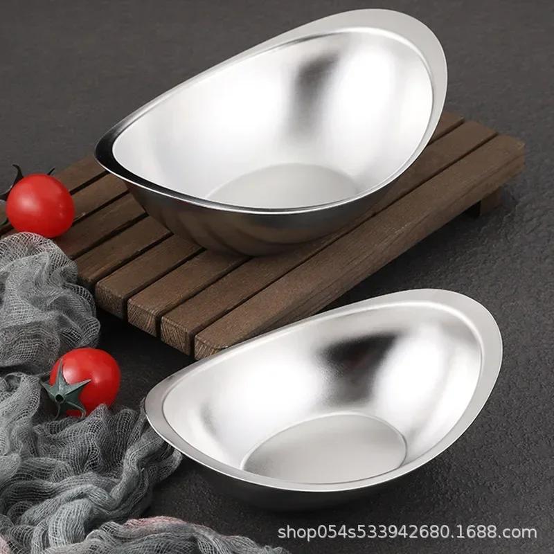 304 Stainless Steel Golden Ingot Bowl Korean Salad Bowl Commercial Dessert Snack Bowl Korean Cuisine Tableware