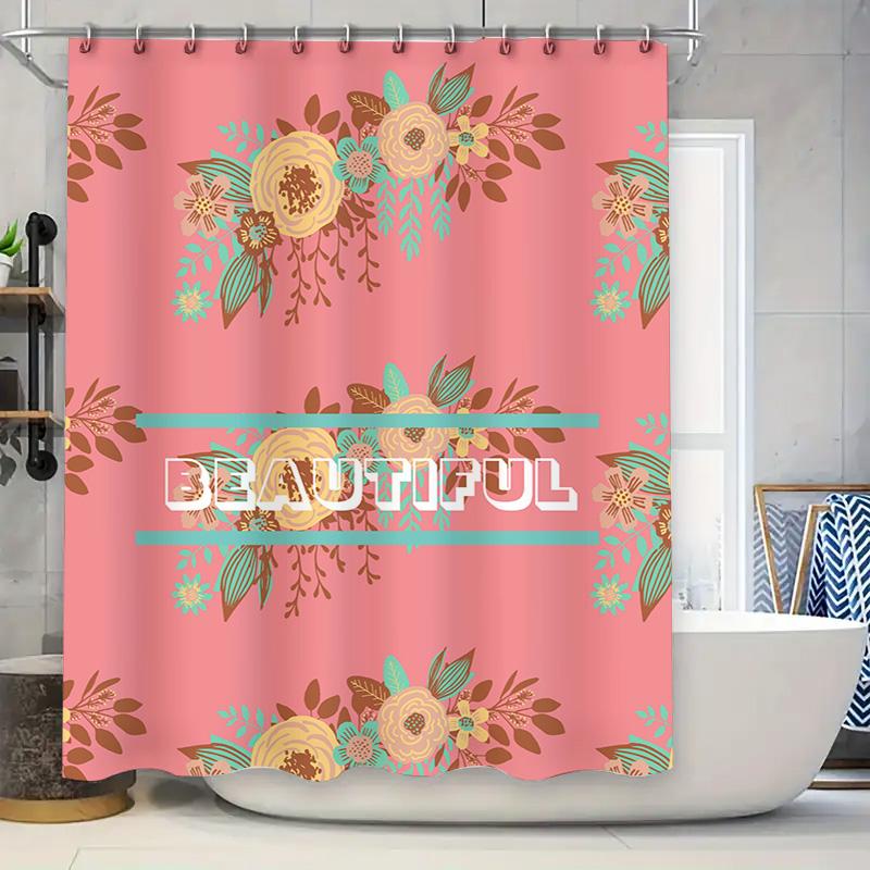 

Экзотическая тропическая пляжная шторка для душа Розовый гибискус Принт автомобиля Водонепроницаемый декор для ванной 90x180cm