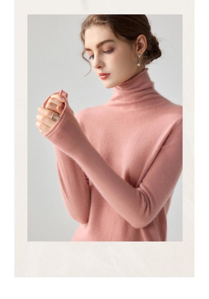 Women's Cashmere High-Neck Loose Pullover Knit Sweater