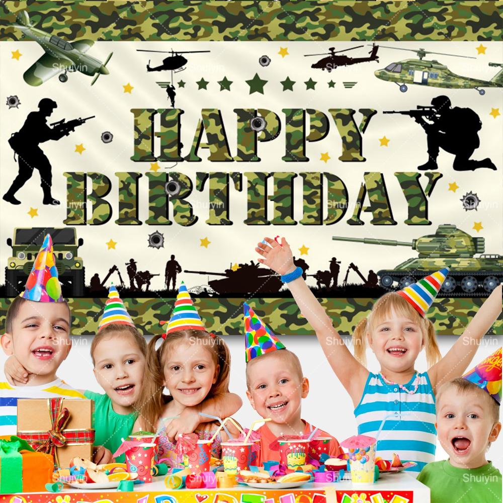 Sfondo Compleanno Camouflage Soldato Pistola Camouflage Esercito Militare Carro Armato Ragazzo Decorazioni Compleanno Articoli per Feste Accessori Fotografici Regali
