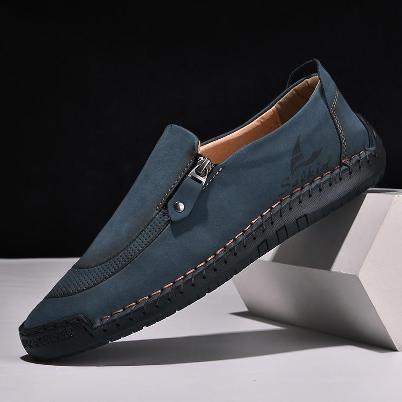 2025 Independent Station Foreign Trade Explosion Large Size Men's Shoes New Hand-stitched Casual Leather Shoes Low Top Board Shoes Men