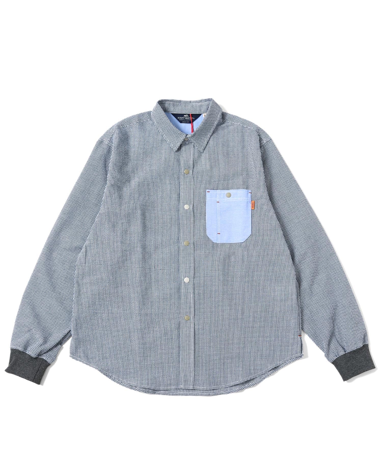 

Счастливая рубашка с длинным рукавом с рубчатыми темно-синими рукавами [Клифф Майер], мужская, X-LARGE,