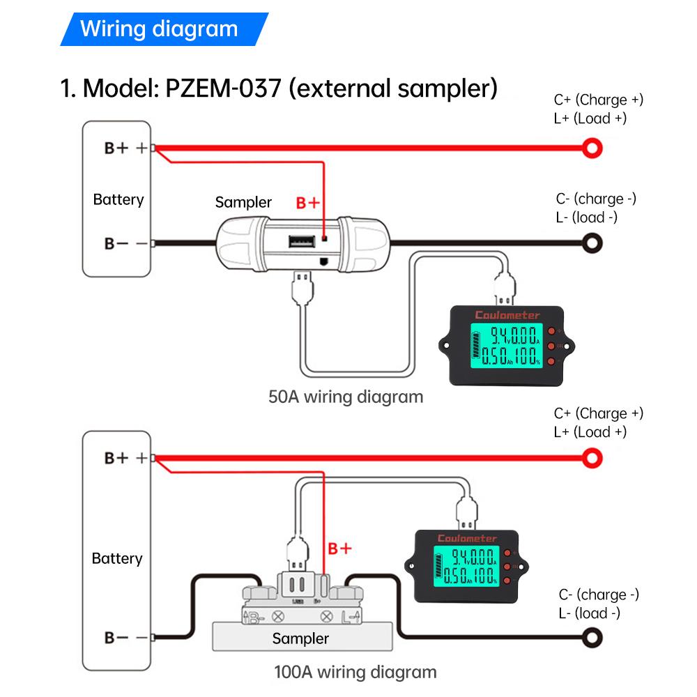 PZEM-117 Voltage Current Meter Battery Level Detector DC 8-111V 11A/11A/111A Universal Battery Level Indicator Coulomb Meter