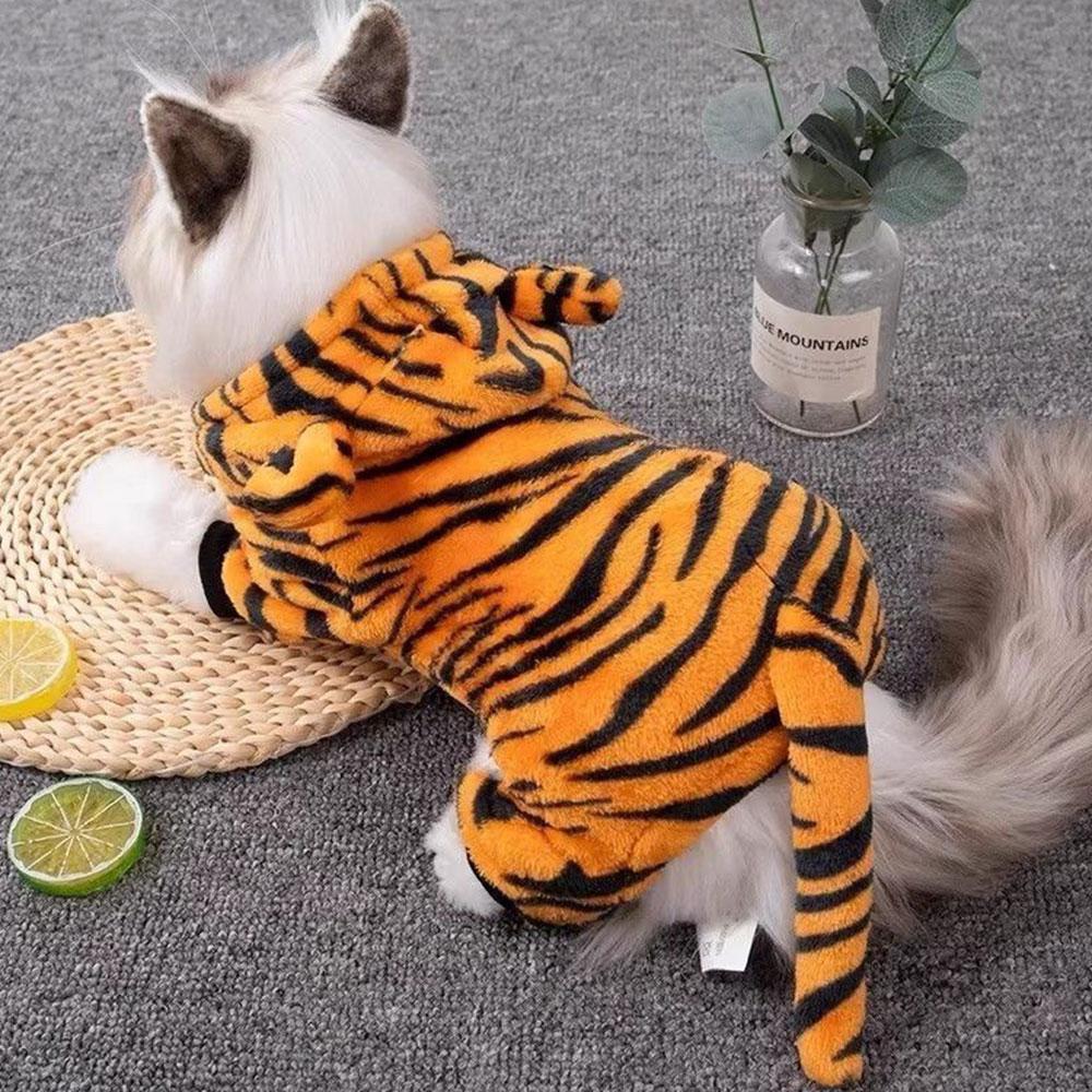 Bequeme Tiger-Muster Haustier-Kapuzenjacke Klein und Extra Klein Hund und Katze Cosplay Kleidung Haustier Kostüm Jacke Welpe Katze Jacke