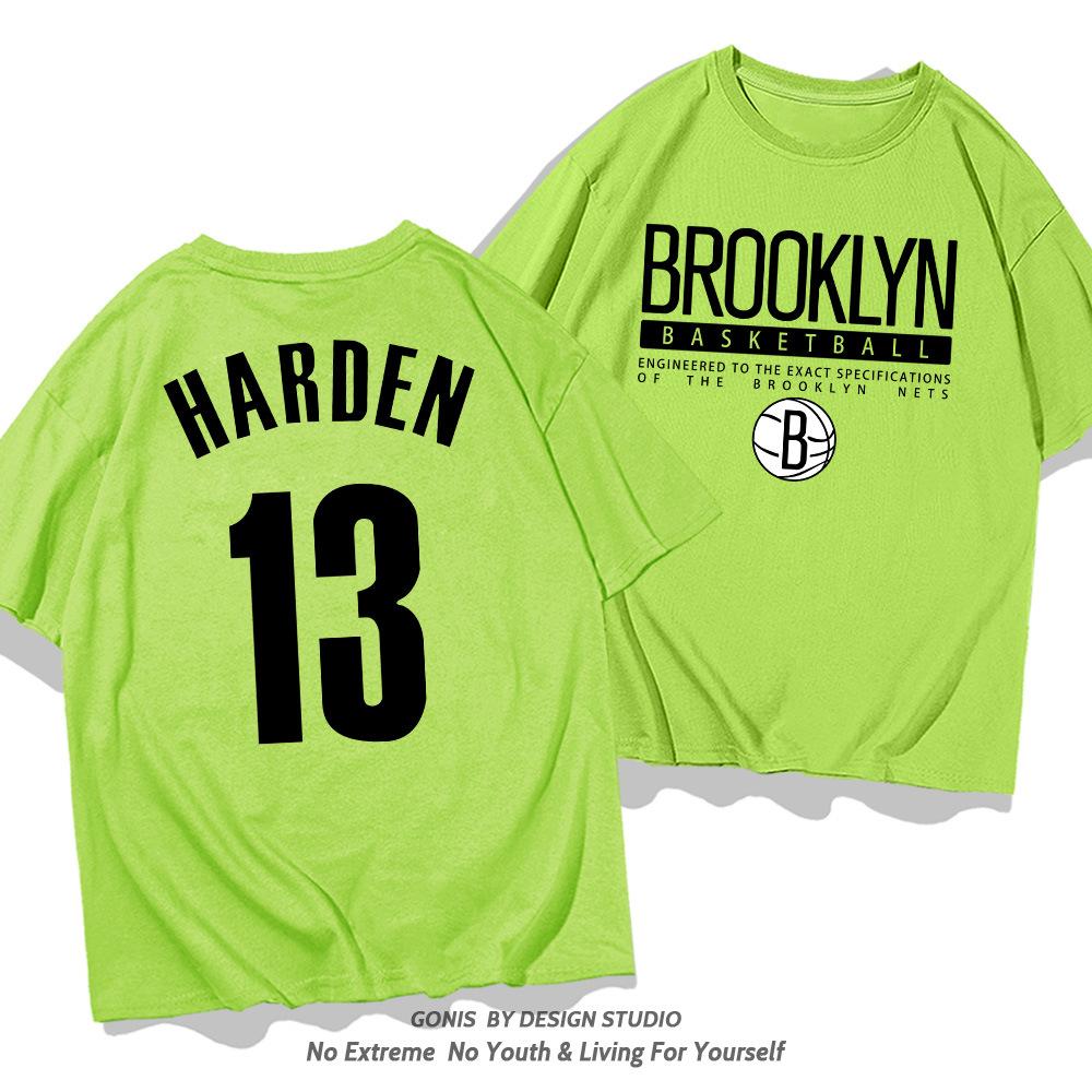 Nets Harden No. 13 Short-sleeved T-shirt Men's and Women's Trendy Youth Basketball Training Clothes Pure Cotton Casual Half-sleeved Clothes