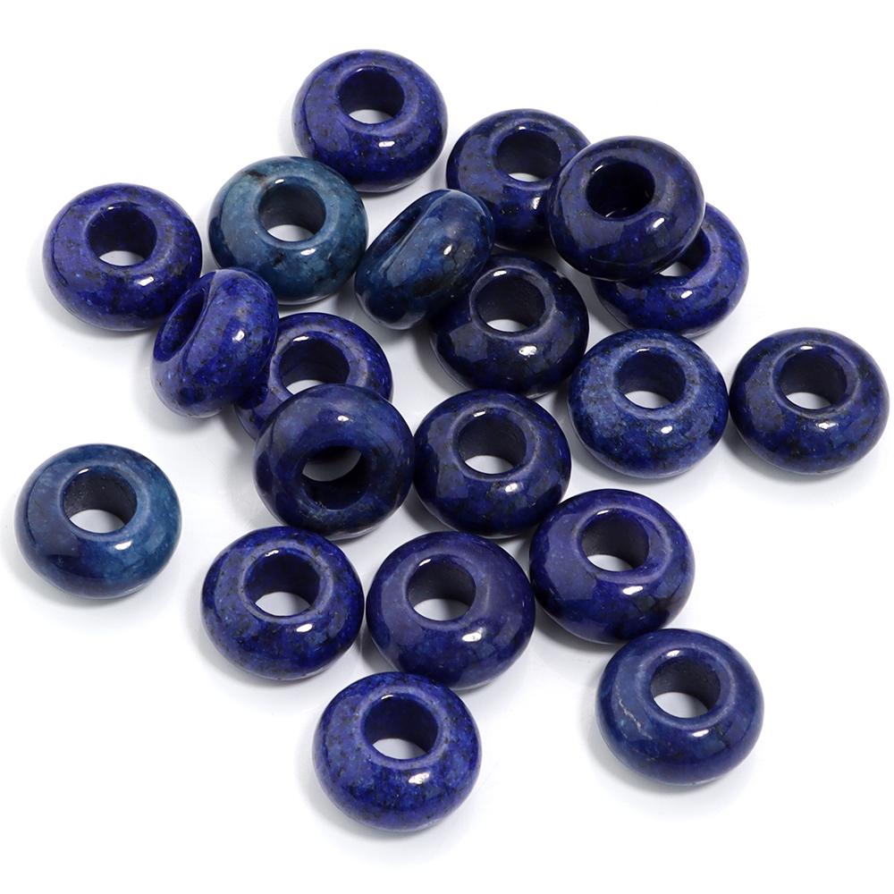 6pcs 14x8mm Natural Stone Beads Amethyst Tiger Eye Agate Jade Abacus Shape Big Hole Loose Beads for Jewelry Making DIY Bracelets