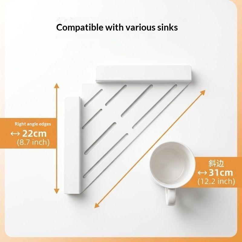 Carbon Steel Sink Corner Rack No-punch Anti-rust Drain Storage Shelf 1PC for Kitchen Sponge Soap Organizer